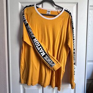 Victoria's Secret PINK Nation Logo Yellow Women's Large Long Sleeve T-shirt